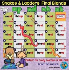 Final Blends Game Snakes And Ladders Mp Nt Nk Nd Final Blends Snakes And Ladders Phonics Centers