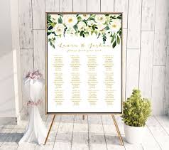 Gold Floral Wedding Seating Chart Sign Poster White Flower Gold Editable Template Printable Diy Pdf Jpeg File 18x24 Or 24x36