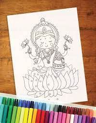 Diwali Colouring Page Lakshmi Colouring Page Children S Activity Page Coloring Page For Kids Printable Diy Colorin Diwali Drawing Drawing For Kids Book Art