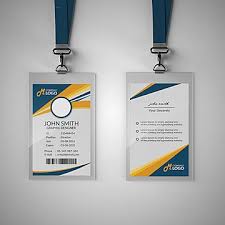 Modern Blue And Yellow Id Card Template In 2020 Id Card Template Identity Card Design Card Template