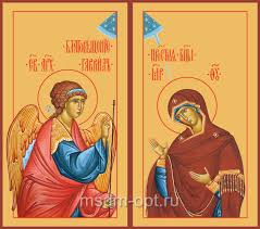 Основой иконографии для данной иконы стал евангельский текст о явлении богородице архангела гавриила с. Blagoveshenie Presvyatoj Bogorodicy Danilovskie Masterskie