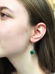 Emerald Green Dichroic Glass S Shaped Drop Dangle Earrings With Sterling  Silver 925, Surgical Steel or Clip