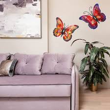 Wood and metal wall art. Buy Set Of 2 Metal Butterfly Wall Decor Outdoor Wall Art Metal Wall Art Outdoor Wall Decor Large Metal Wall Art Decor For Home Garden Patio Yard Fence Porch Tree Orange Red Online In Taiwan
