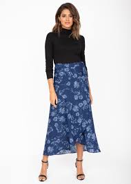 Coco fashion > clothing > skirts > blue high waist midi floral pattern skirt. Maxi Wrap Skirt Blue Floral Print Likemary