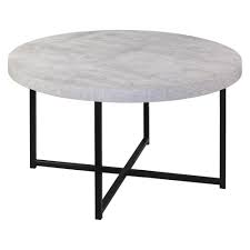 Harper Faux Concrete Top Round Coffee Table 80cm Coffee Table Concrete Coffee Table Table