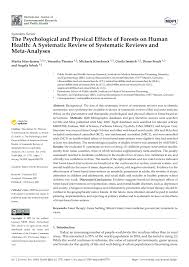 Level 6, setia perdana 2 setia perdana complex federal government administrative centre 62502 putrajaya malaysia. Pdf The Psychological And Physical Effects Of Forests On Human Health A Systematic Review Of Systematic Reviews And Meta Analyses