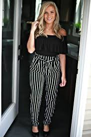 Black And White Striped Jeans Womens Just My Style Pants Black White Stripe Black And White Pants Stripe Pants Outfit Pants Outfit Fall