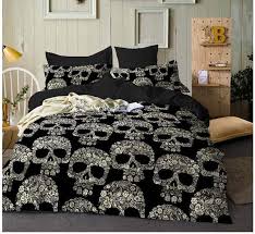 Add modern flair to any bed with a brushstroke print comforter set in black and white. Cool Tees And Things Sugar Skull Luxury Bedding Set Polyester Black Duvet Covers