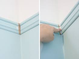 Measure the angle, divide by two, and cut the chair rail on. Installing Picture Rail Moulding A Beautiful Mess