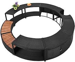 Casaria Xxl Poly Rattan Whirlpool Umrandung Pool Rahmen Verkleidung Poolumrandung Mit Stauraum Eukalyptusholz Schwarz Amazon D Pool Umrandung Verkleidung Pool