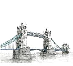 London, from the tower bridge, 1905 drawing. Tower Bridge Drawing London