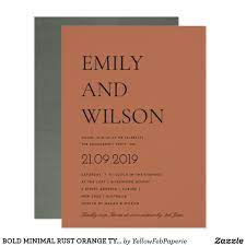 Bold Minimal Rust Orange Typography Engagement Invitation Zazzle Com Engagement Invitations Rust Orange Typography