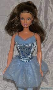 Barbie 1990s Ballerina Teresa Doll Dark Brown Hair W Green Eyes Blue Satin Tutu Dark Brown Hair Blue Satin Barbie