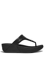 FitFlop LULU GB1-001 Women's Black Rubber-Stud Leather Slip on  Toe-Post Sandals | eBay