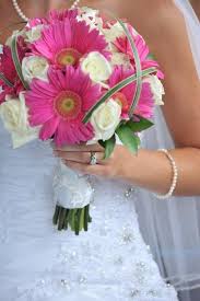 Send a gerbera daisy bouquet or gerbera daisy delivery to celebrate any occasion! Pink Gerbera And White Roses Wedding Bouquets Bride Flower Bouquet Wedding Gerbera Daisy Wedding