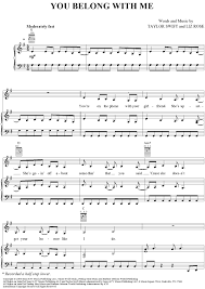 Buy You Belong With Me Sheet Music For Piano Vocal Chords