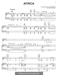 Africa Toto By D Paich J Porcaro Sheet Music Easy Sheet Music Toto