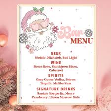 Weihnachtsfeier-Bar-Menü, Santa Bar-Menü, bearbeitbare Barkarte druckbar