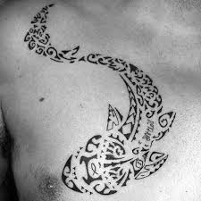 Black And White Koi Fish Chest Tattoo 30 Tribal Fish Tattoo Designs For Men Cool Aquatic Ink Ideas Tattoo Designs Men Hawaiian Tribal Tattoos Hawaiian Tattoo