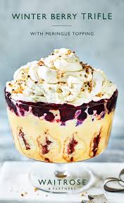 Impress Guests This Season With Our Winter Berry Trifle Trifle Layers Of Jam Filled Madeleines Boozy Custard And Spiced Trifle Recipe Waitrose Food Desserts