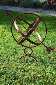 Large Weathered Iron Armillary Sphere Garden Sundial Ornament Metal Garden Art Garden Ornaments Barrel Ring Art