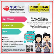 Jun 06, 2021 · lebih dari 50 perusahaan dari berbagai industri akan berpartisipasi di dalam virtual job fair ini, seperti bank kb bukopin, bank danamon, ralali.com, telkomsigma, avana indonesia, home credit indonesia, orang tua group, nippon paint indonesia, dan lainnya. Untitled Lowongan Kerja Lampung Sales Lapangan Nsc Finance