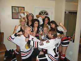 Group Halloween Costume Blackhawks Ice Girls And Hockey Players Omg I Need People To Do This With Me Nex Hockey Girl Hockey Halloween Group Halloween Costumes
