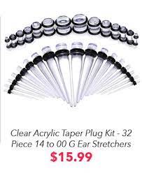 Clear Acrylic Taper Plug Kit 32 Piece 14 To 00 Gauge Ear Stretchers Ear Gauges Ear Stretching Kit Tapers And Plugs
