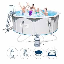 Piscine Hors Sol Avec Toile De Fond Et Toile De Couverture Idfdesign