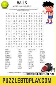 Balls Word Search Puzzle Puzzles To Play Word Puzzles For Kids Word Find Free Printable Puzzles