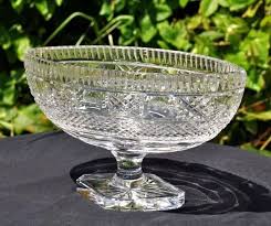 Vintage Heavy Large Compote Crystal Fruit Bowl Pedestal Dublin Godinger Mark Bowl Crystals Glass Art