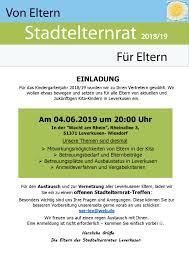 Einladung Zum Offenen Treffen Des Stadtelternrats Am 4 6 2019 Stadtelternrat Leverkusen