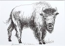 Buffalo Bison Ink Drawing Black And White Nature Illustration Etsy Nature Illustration Ink Drawing Drawings