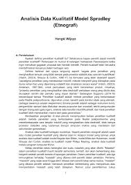 Pdf Analisis Data Kualitatif Model Spradley Etnografi