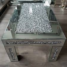 Mirrored Coffee Table Sparkly Silver Diamond Crush Crystal Bevelled 110x60xh40cm Mirrored Furniture Decor Blue Living Room Decor Mirrored Furniture