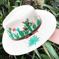 Hand Painted Cactus Sombrero Painted Hats Hand Painted Hats Painted Cactus