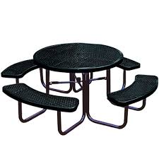 Portable Black Diamond Commercial Park Round Picnic Table Lc5250 Black The Home Depot Round Picnic Table Picnic Table Plans Picnic Table