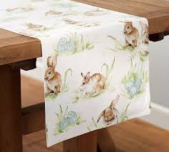 Pasture Bunny Table Runner Potterybarn Easter Table Decorations Easter Table Runners Embroidered Table Runner