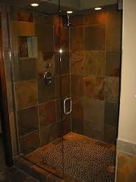 Slate Shower Ideas To Go With Cheap Tile I Just Found At Home Depot Love The River Rock Bottom Slate Shower Home Depot Bathroom Cheap Shower Doors