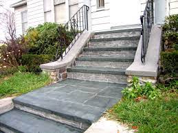This Was A Plain Concrete Stair Set We Overlayed To Mimic Bluestone Natural Stone Risers Concrete Decor Concrete Stairs Stairs