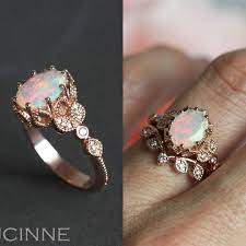 What Do You Think About This Vintage Inspired Opal Ring Available Also As Set Opal Vintage Opal Engagement Ring Hippie Engagement Rings Hippie Wedding Ring
