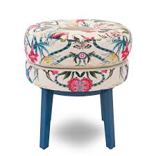 Velvet diamond pattern gold stainless steel base can be used as stool or ottoman ships assembled specifications product Floral Ottomans 16 For Sale On 1stdibs