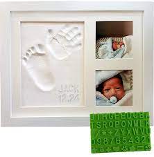 Amazon Com Baby Handprint Footprint Keepsake Photo Frame Kit Personzalize It W Free Stencil Non Toxic Clay Wall Table Wood Picture Frame Perfect Registry Baby Shower New Mom Birthday Newborn Gift