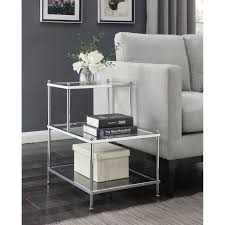You can read real customer reviews for this or any other side & end tables and even ask questions and get answers from us or straight from the brand. Convenience Concepts Royal Crest 3 Tier Step End Table In Clear Glass And Chrome Frame 134033 Bellacor