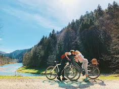 Love Rides A Bicycle Love Couple Bicycle Mountains Nationalpark Pieniny Dunajec Spring Love Rides A Bicycle Love Couple Riding Bicycle Bmx Bikes