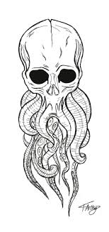 Skull Octopus Tentacle Tattoo Drawing Ipad Pro Black And White Skull Octopus Tentacle T Tentacle Tattoo Cthulhu Tattoo Tattoo Drawings