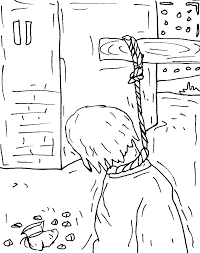 Printable christian coloring pages, coloring sheets and pictures for kids, children. Judas Kills Himself