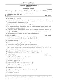 Variante Bac Matematica M1 Cu Rezolvari