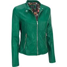 Women S Black Rivet Faux Leather Scuba Jacket W Knit Insets Green Leather Jackets Leather Jacket Leather Jackets Women