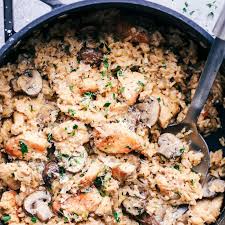 One Pot Creamy Parmesan Chicken With Mushroom Rice With Chicken Breasts Olive Oil Italian Seasonin Creamy Parmesan Chicken Mushroom Chicken Stuffed Mushrooms